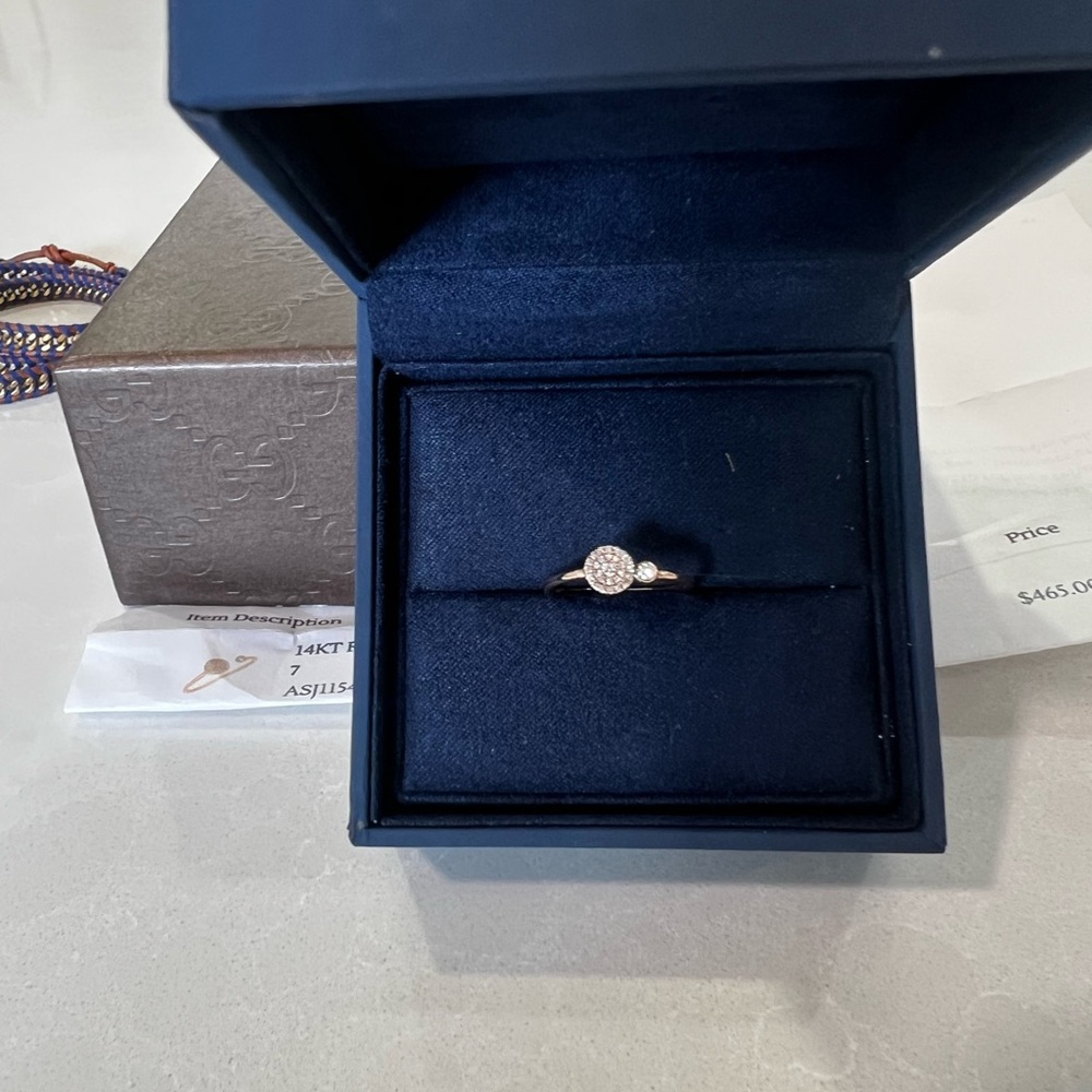 14kt rose gold diamond disc